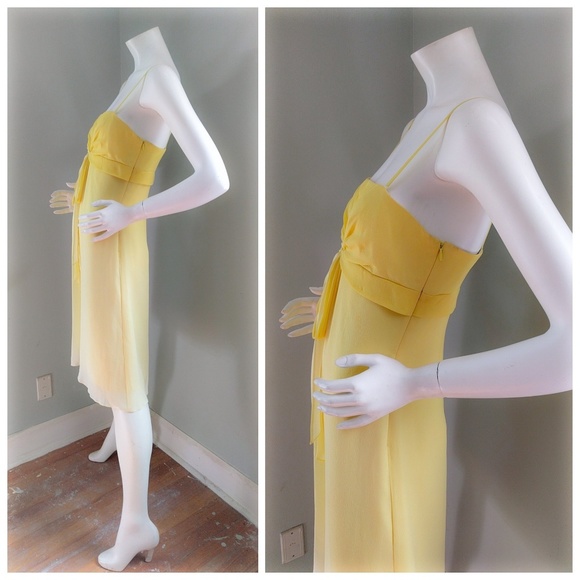 Vintage Y2K BCBG Pastel Yellow Ombre Silk Grecian Dress 6 S - Picture 3 of 5