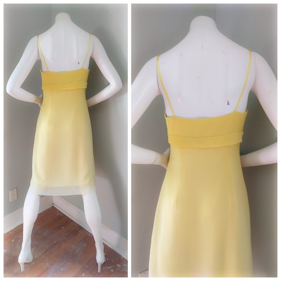 Vintage Y2K BCBG Pastel Yellow Ombre Silk Grecian Dress 6 S - Picture 4 of 5