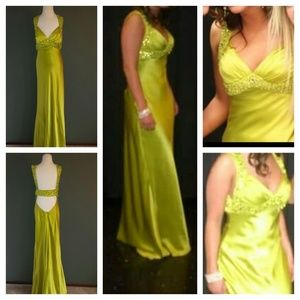 Olive green evening gown