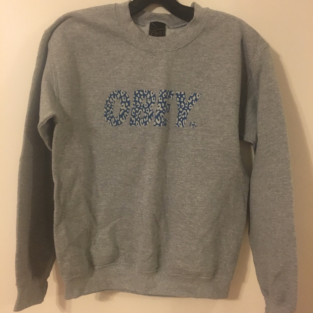 Gray obey pullover sweatshirt