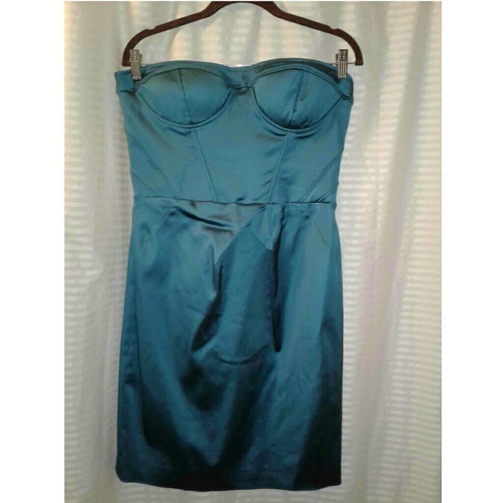 Walter Baker Teal Satin Bustier Dress