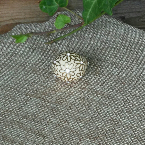 Coach Enameled Dome Ring w/ Crystals - Picture 2 of 2