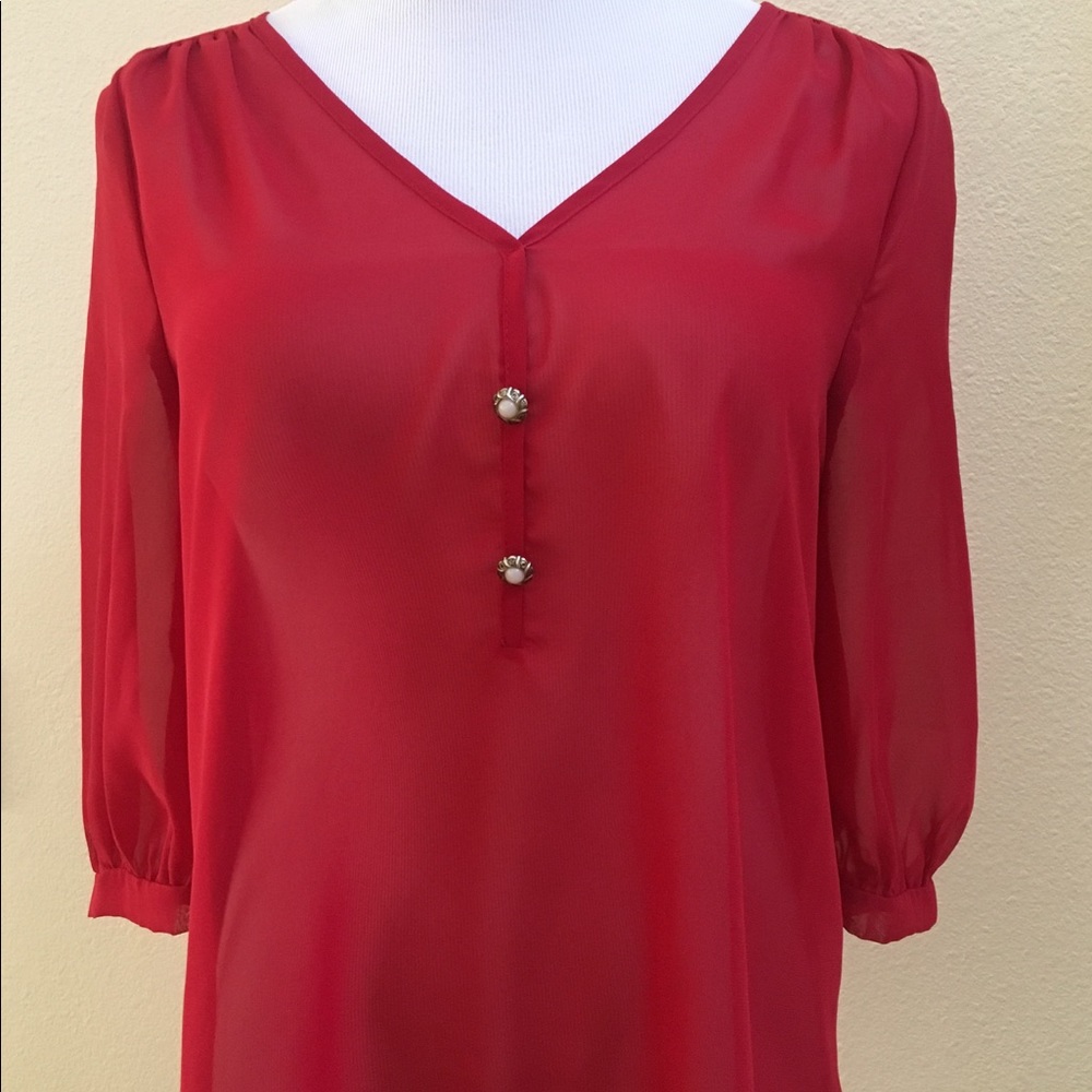 Red Sheer Blouse