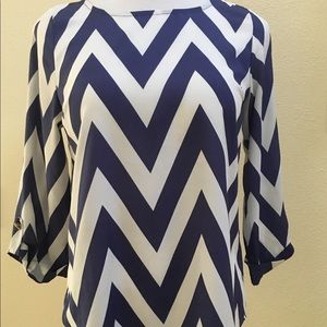 Blue/White Chevron Blouse
