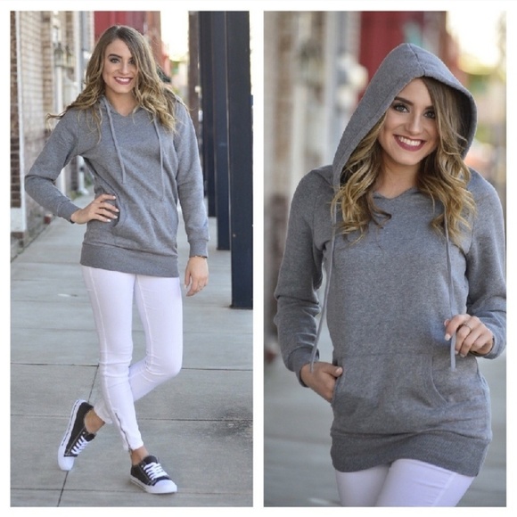 ❕LAST ONE❗ Grey Tunic Hoodie - Picture 2 of 4
