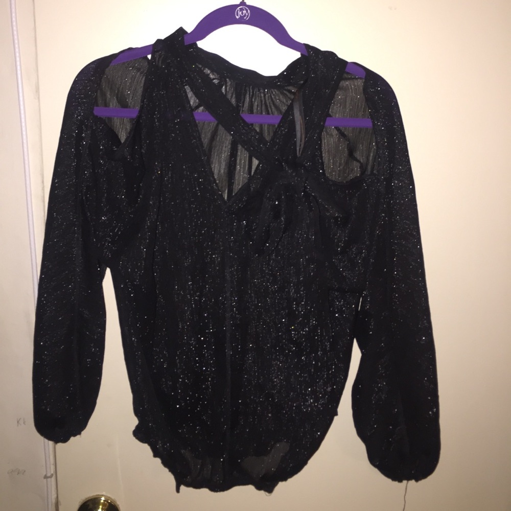 NWOT Sheer cold shoulder top