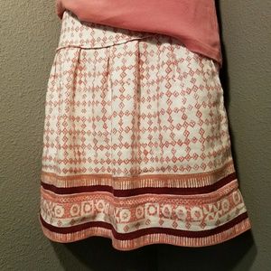 100% linen LOFT skirt pink coral cream EUC sz 00