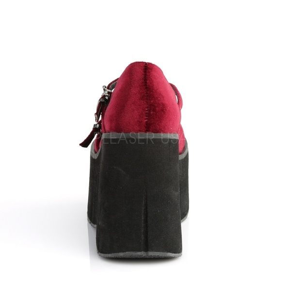 Gothic Platform Comfy Bat Buckles Velvet Shoes - Picture 4 of 4