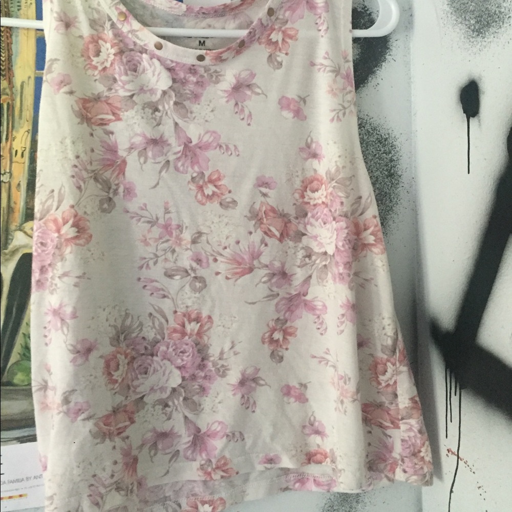 sleeveless flowered top