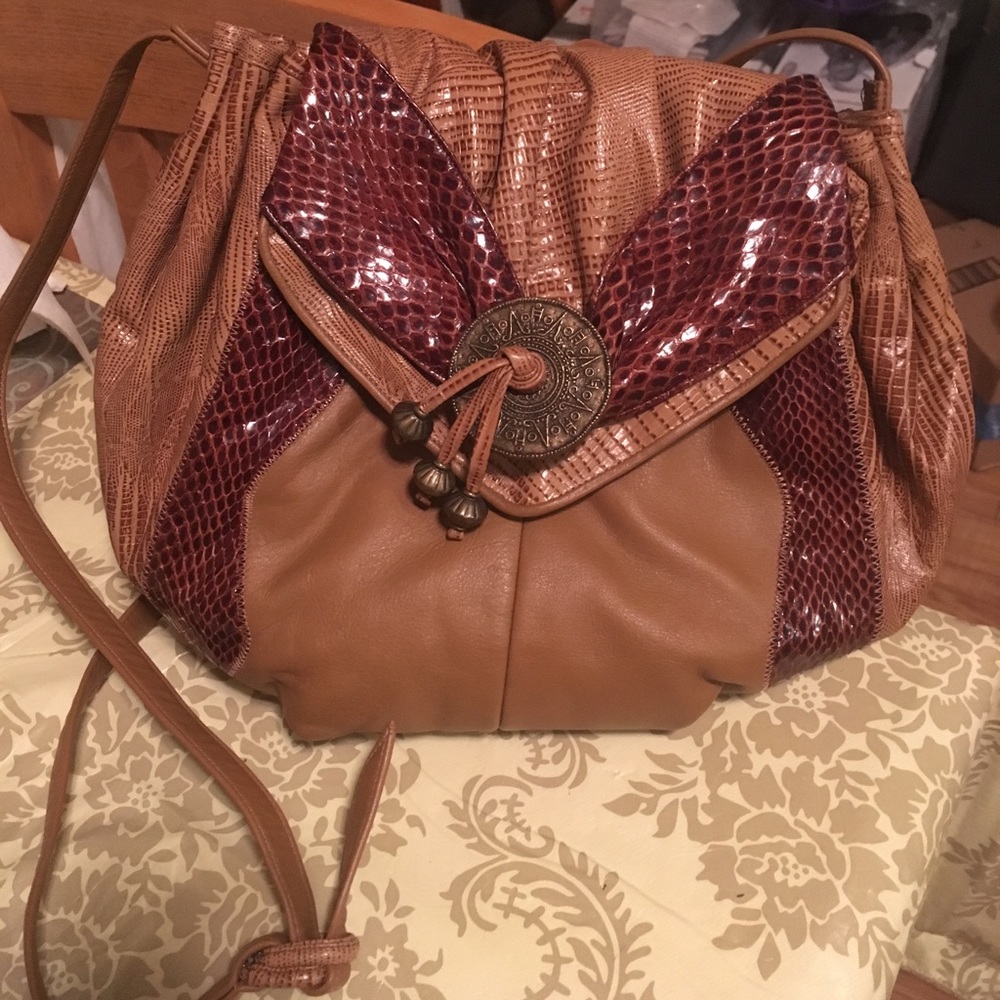 Sharif shoulder bag in python brown and Tan