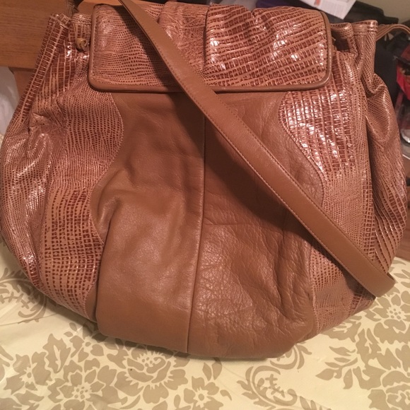 Sharif shoulder bag in python brown and Tan - Picture 3 of 6