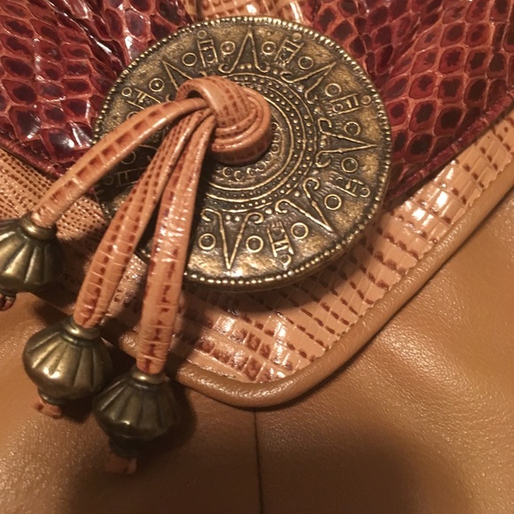 Sharif shoulder bag in python brown and Tan - Picture 4 of 6