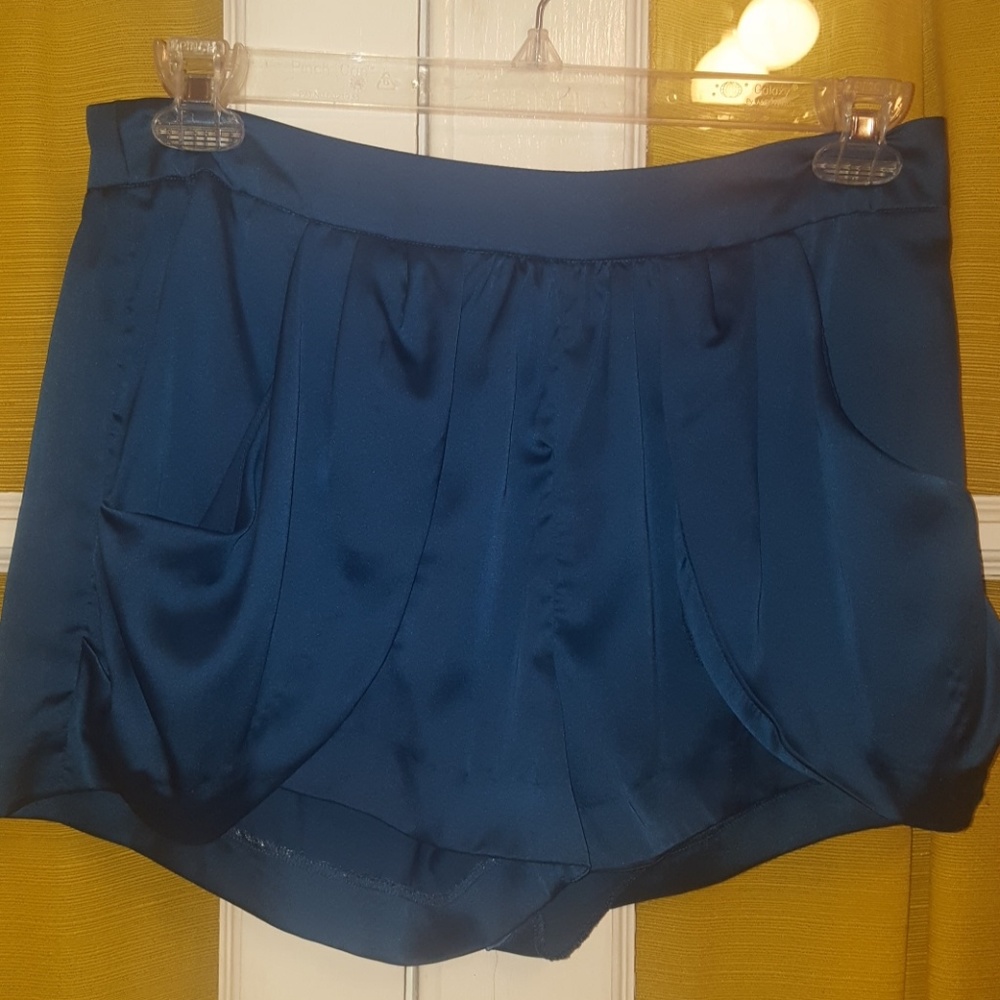Akira Aqua poly shorts w/ pockets n back zipper
