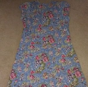 Sky Blue and Pink Floral Summer Dress Like New