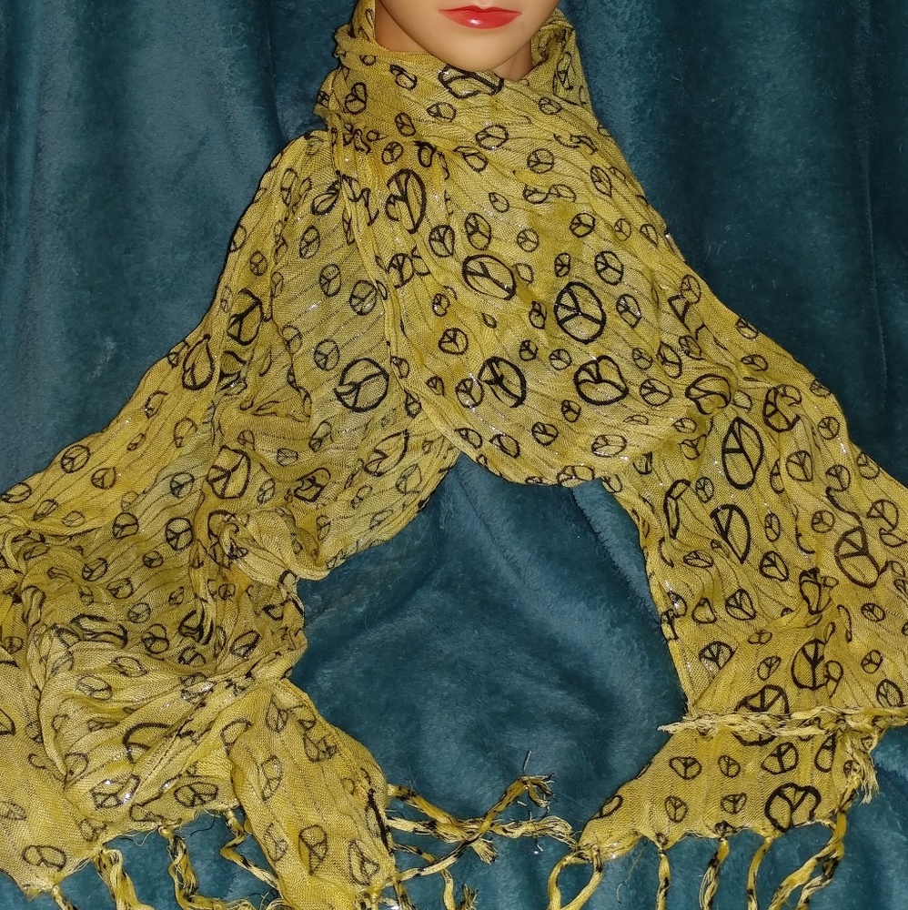 Yellow Peace Sign Scarf
