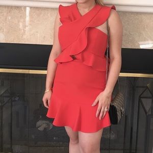 Bcbg maxazria red ruffle dress