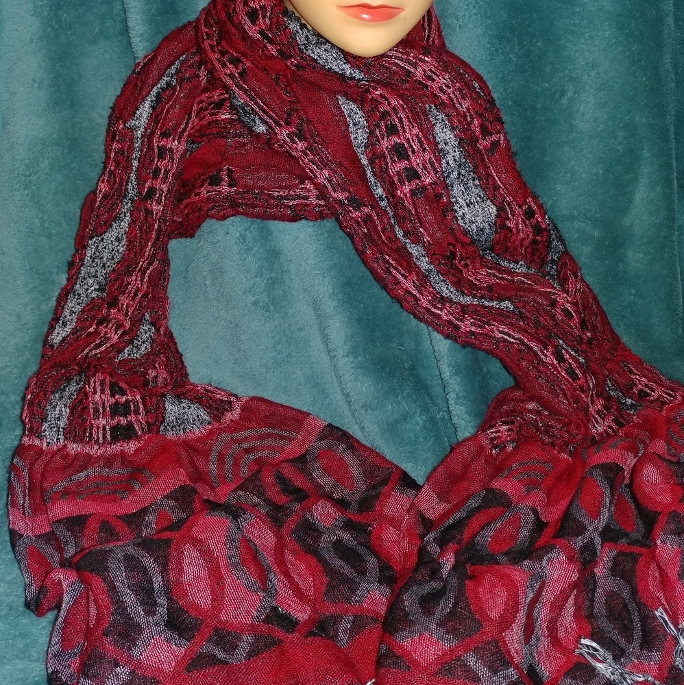Red Black and White Scarf