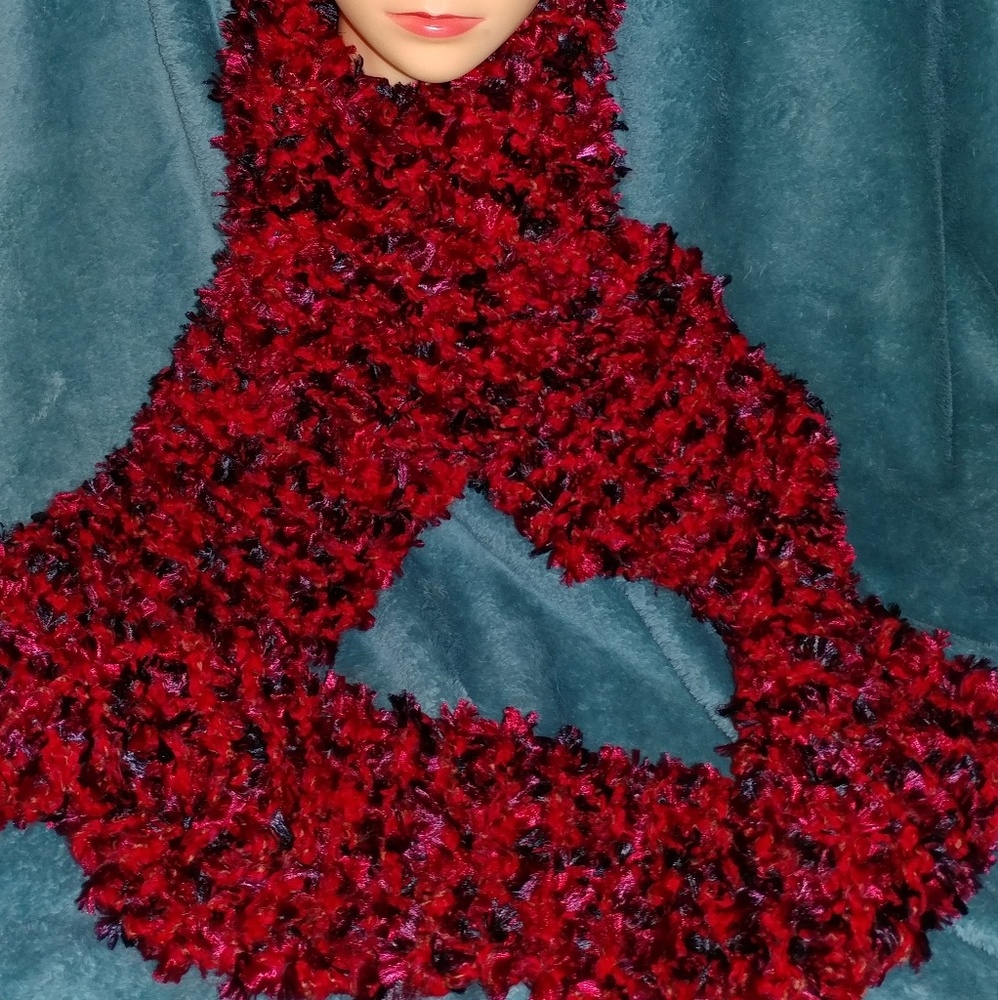 Red and Black Handmade Infinity Scarf