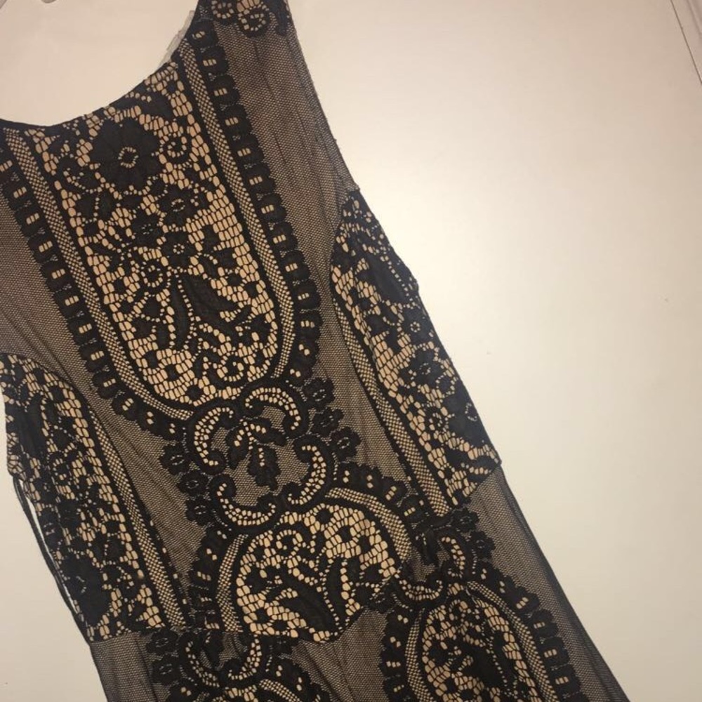 Cream and black lace detail romper