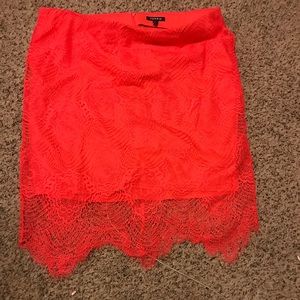 Coral lace pencil skirt torrid