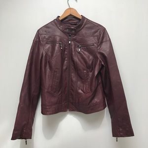 Maroon faux leather jacket