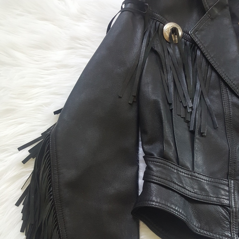 G-III G3 Womens Leather Fringe Moto Jacket - Picture 4 of 6