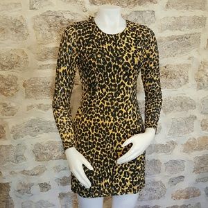 Rodarte Leopard Print Lace Long Sleeve Mini Dress