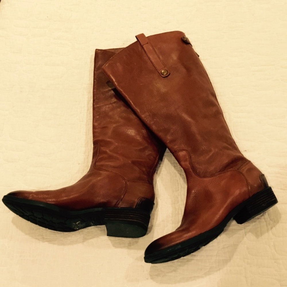 Sam Edelman Knee High Brown Leather Riding Boots