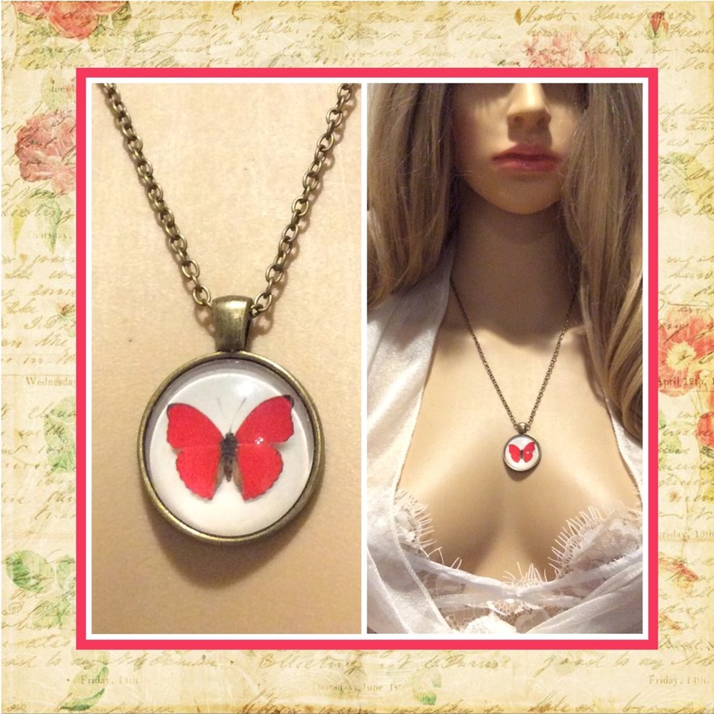 🌺BUTTERFLY NECKLACE BRONZE BOHO CHIC ADJUST GOLD