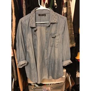 Blue button up with studs