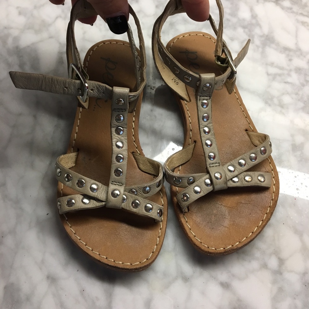 Peek Kids Leather Studded Sandal Toddler Size 9