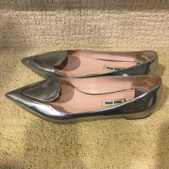 Mirrow color Miu Miu flat size 6.5. 100% authentic - Picture 2 of 6