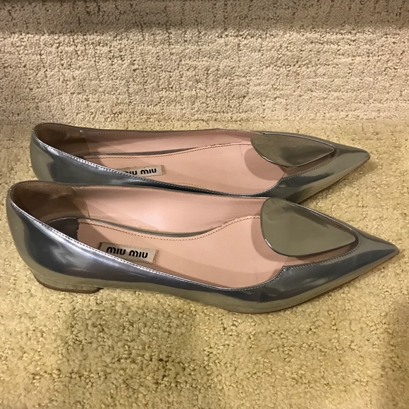 Mirrow color Miu Miu flat size 6.5. 100% authentic - Picture 3 of 6