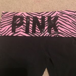Pink zebra sparkly Yoga legging