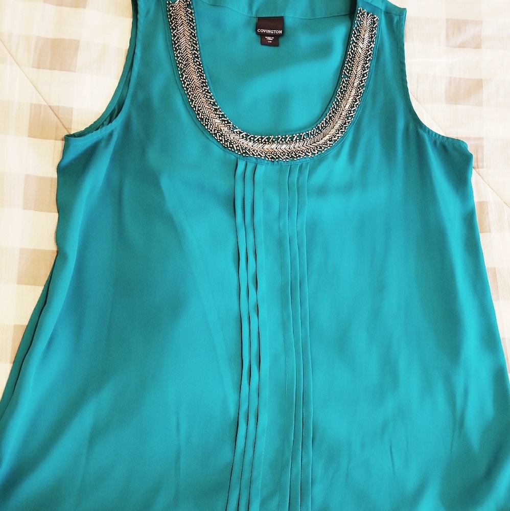 Jewel Toned Blouse With Beaded Collar