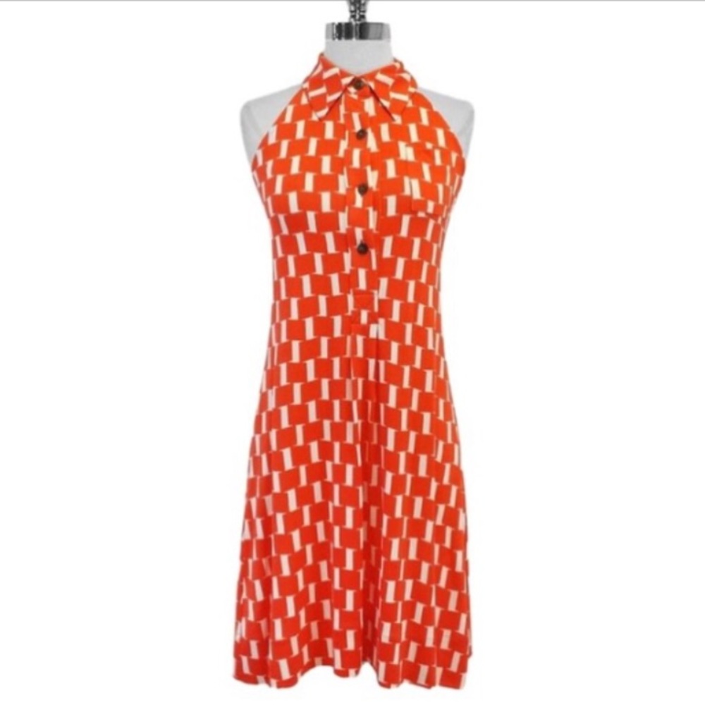 Diane Von Furstenberg geometric print halter dress