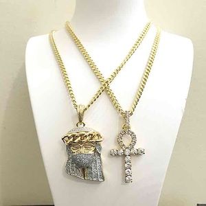 14k Gold Diamond Hiphop Jesus Ankh Combo