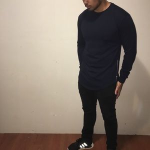 Long sleeve extended length tee w/ zipper longline