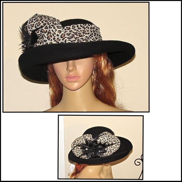 KaKyCo Black Feather Trim Hat