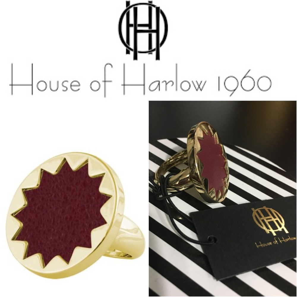 House of harlow 1960 sangria leather ring sz7 nwt