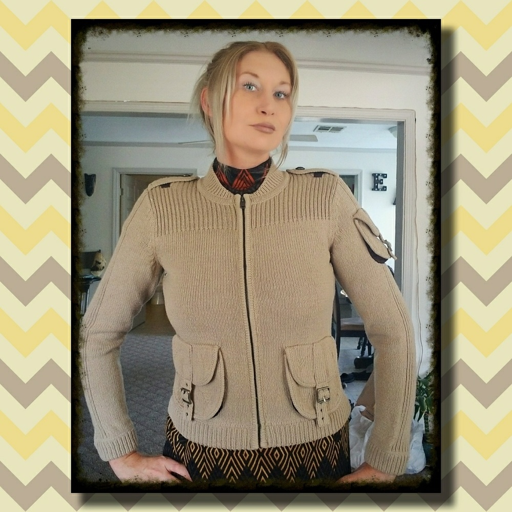 Ribbed, Wool Cardigan