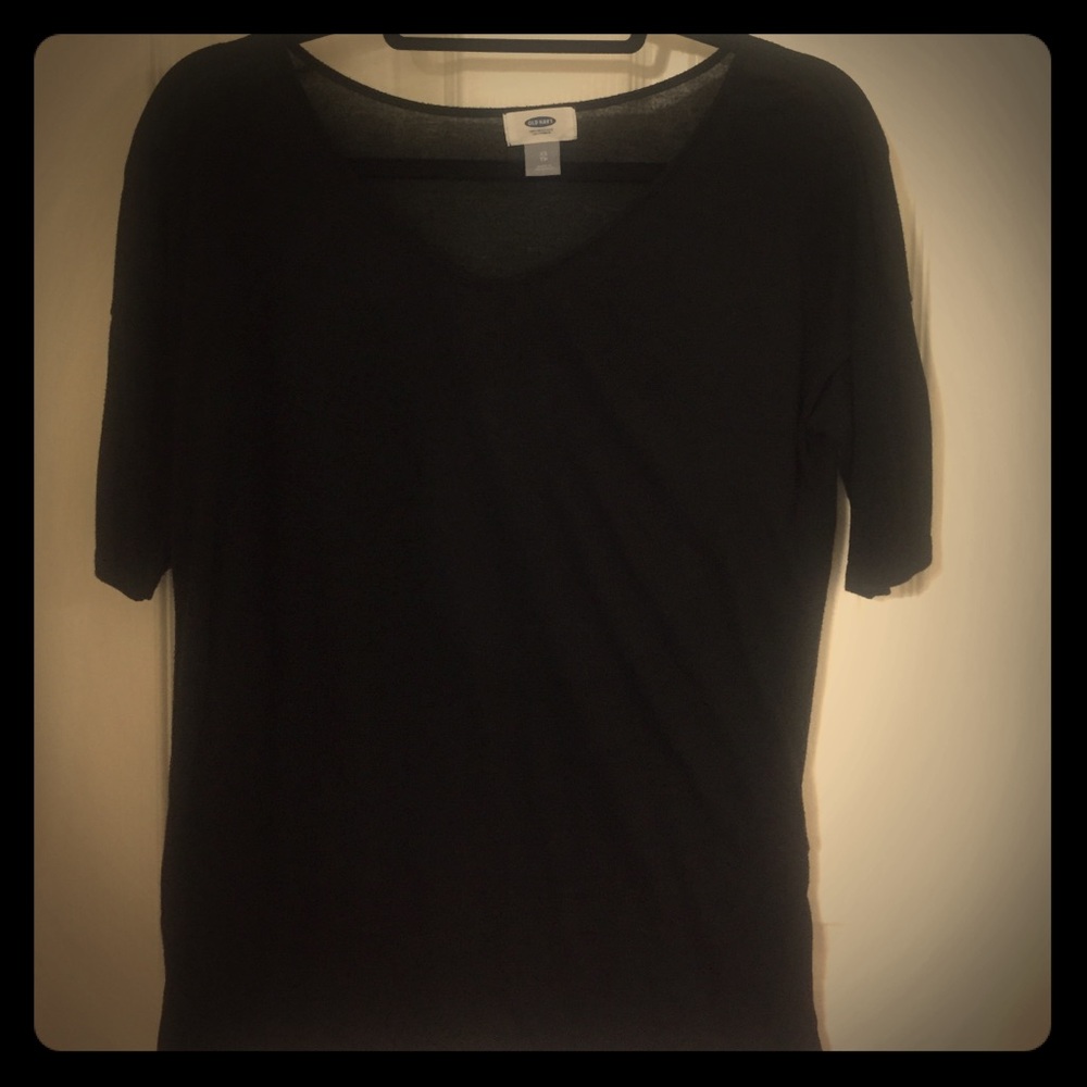 V-neck black sheer top