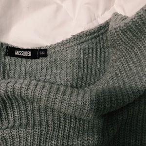 Missguided gray off the shoulder sweater dress