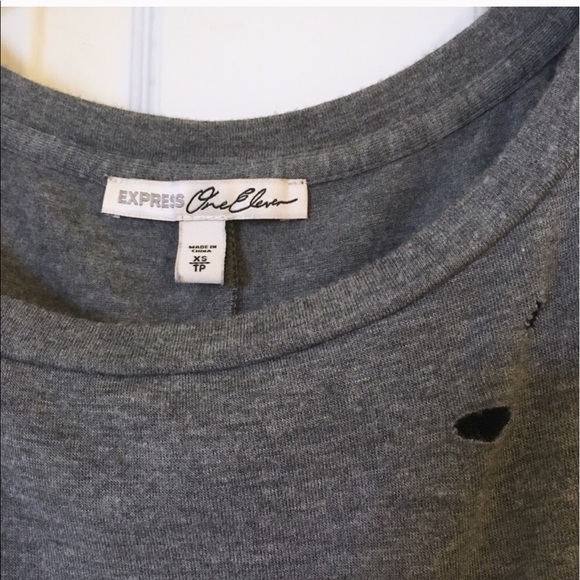 NWOT XS Express Gray distressed shirt - Picture 3 of 3