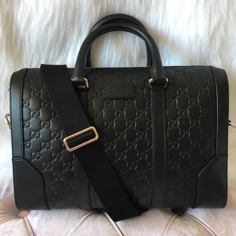 NEW GUCCI Guccisima Black Leather Shoulder Bag
