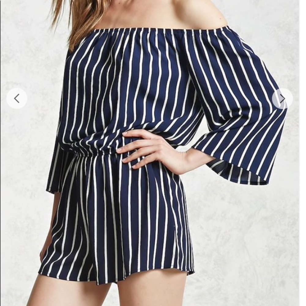 NWT Black & white off the shoulder romper