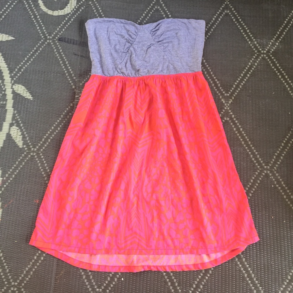 Roxy Strapless Dress : Orange and Pink