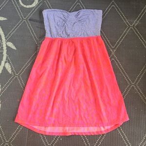 Roxy Strapless Dress : Orange and Pink
