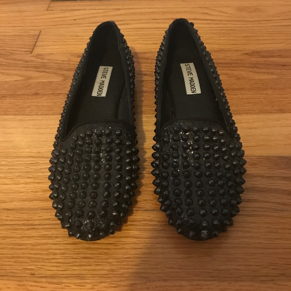 Steve Madden 'Studlyy' Black Studded Flats