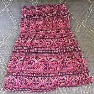 Tube Top Multicolor Tribal Print Dress. Mini.